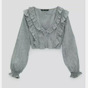 Zara Shirt Gray Short Long sleeve Top